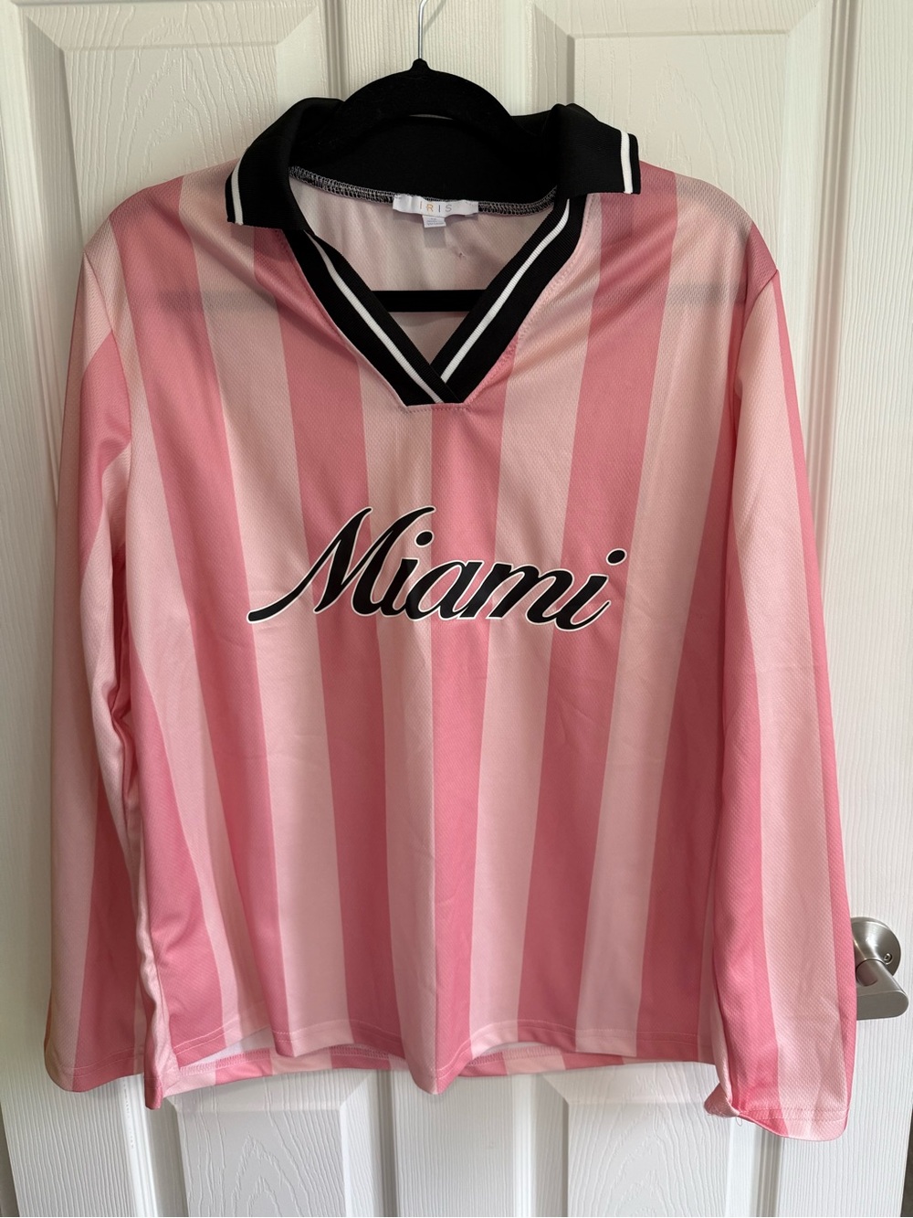 Miami Pink Striped Long-Sleeve Womens Top